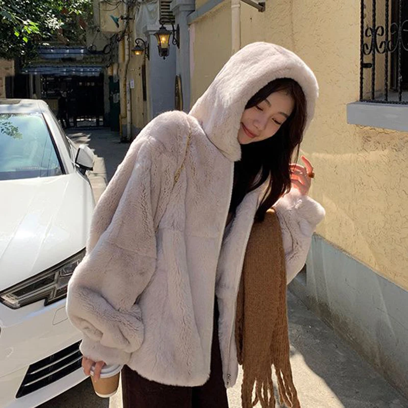 2025 여성 가을 겨울 신상 마오 플러시 재킷 캐주얼 스포츠 다용도 두꺼운 따뜻한 오버코트 인조 렉스 토끼털 코트
