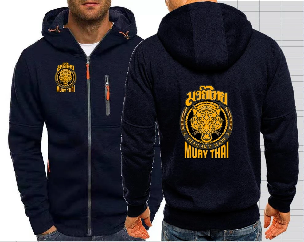 MMA Muay Thai Tiger Hooded Zip Coat Sweatshirt Thailand Ultimate Fighting Martial Zip-up Hoodies Ufcs Jacket Hooded Streetwear