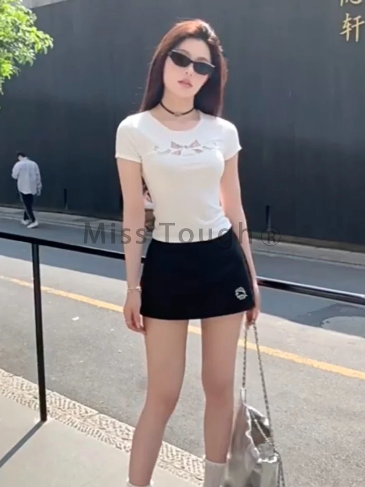 France Fashion Loose High Waist Skirt Women Design Chic Natural Solid Embroidery Short Skirts Female Hot Chick Thin Clothing New