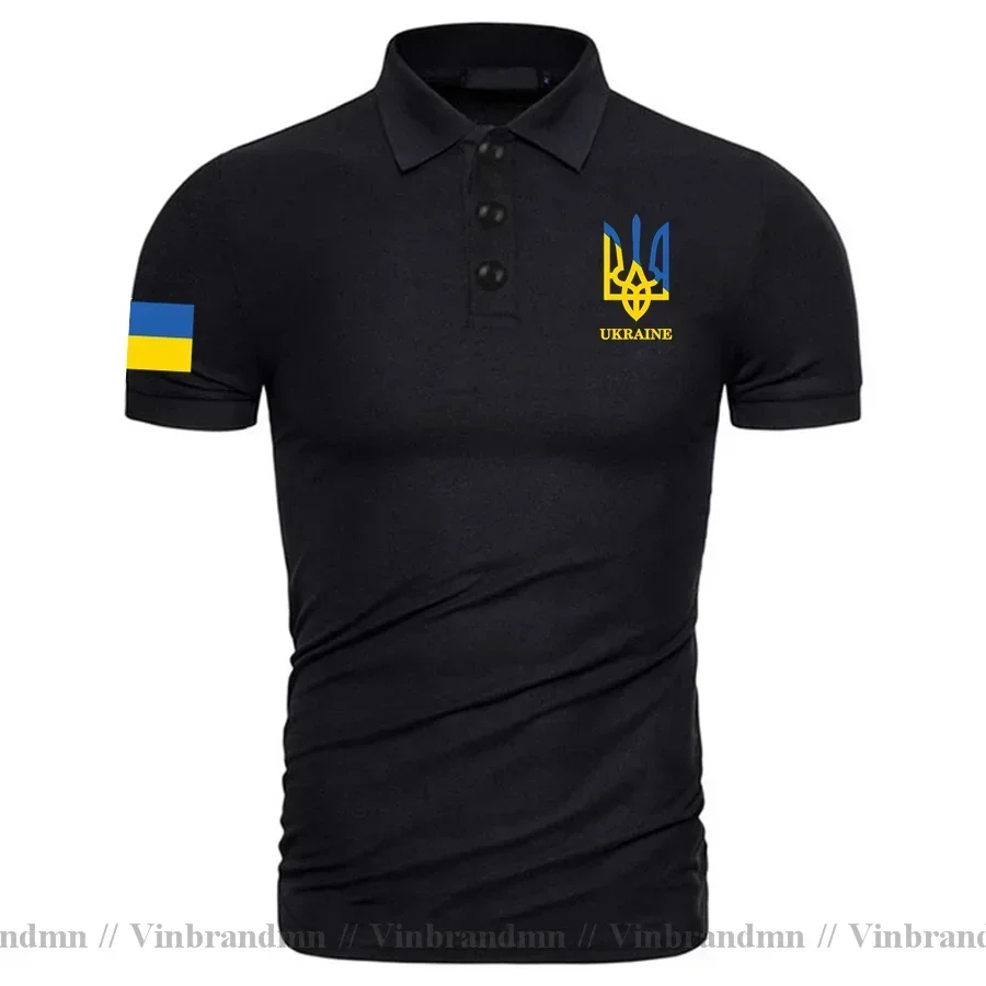 Novelty Ukraine Flag Color Trident Patriotic Polo Shirts Men Casual Shirt Custom Ukrainian Trident Glory To Ukraine Polo Shirt