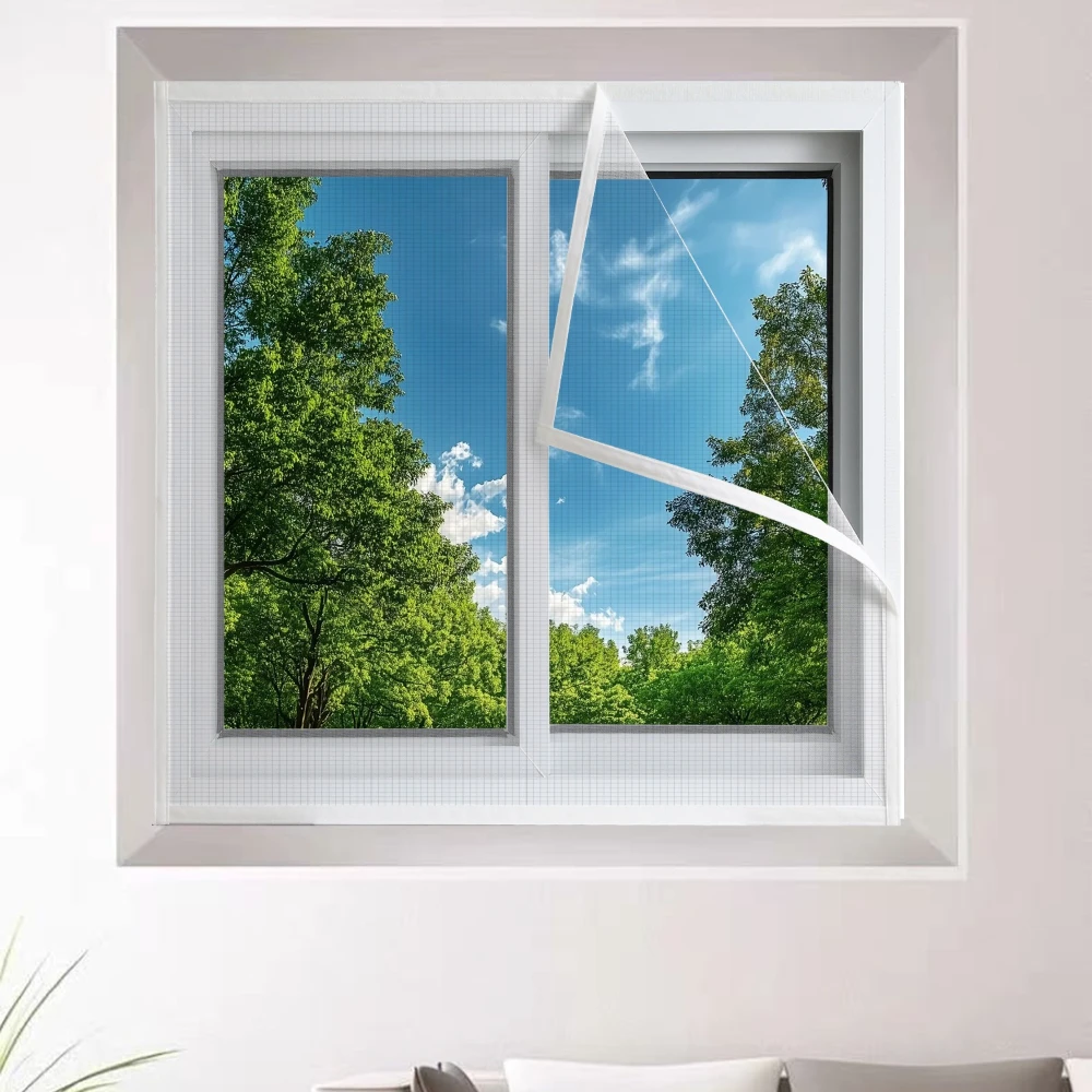 Window Mosquito Net No Drilling Required, Breathable Insect Proof Mesh Fabric, Mosquito Proof Screen Window for Home Use