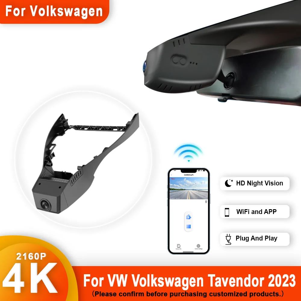 

Plug and Play 4K HD 2160P WIFi Автомобильный видеорегистратор Видеорегистратор Видеорегистратор для Volkswagen Tavendor2023 Drive DVR Камера