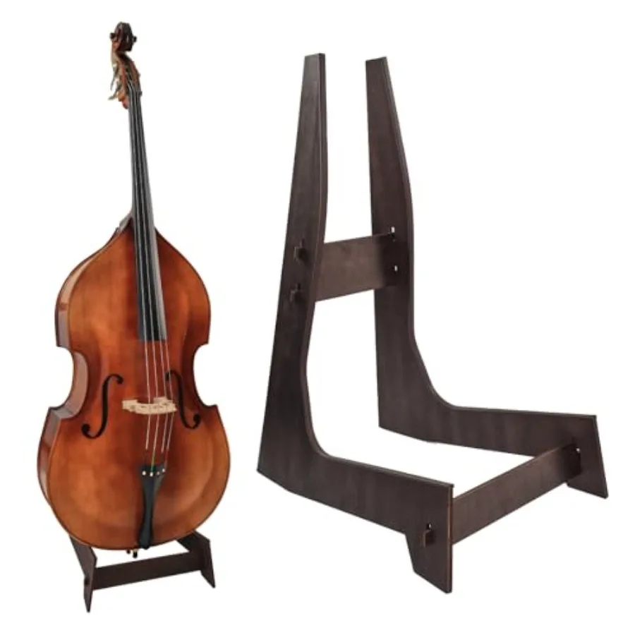 

Upright Bass and Cello Stand Made of Wood with Rubber Protection Detachable and Portable for Double Bass and Cello in Brown