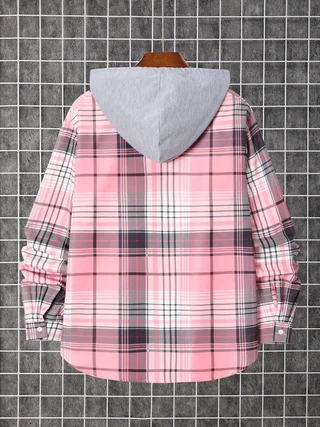 プリント柄のメンズ春秋長袖ボタンダウンシャツ