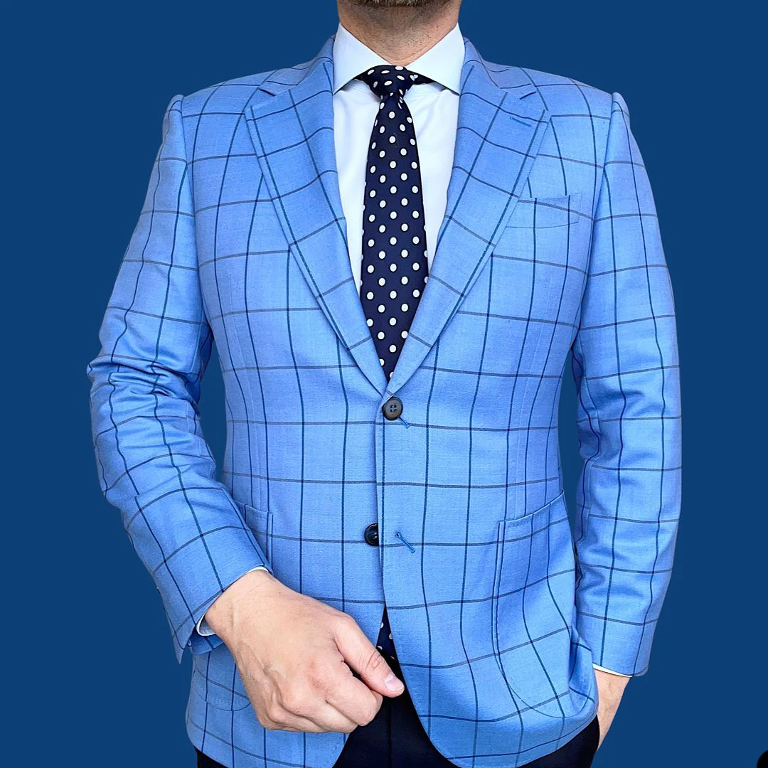 Blauwe Streep Klassieke Mens Suit Single Breasted Tailor-Made Een-Stukken Jacket Designer Bruidegom Knappe Formele Gelegenheid Kostuum gemaakt