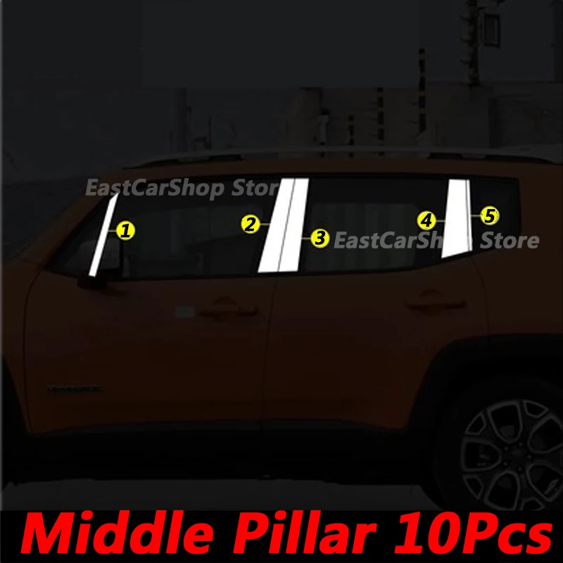 For Jeep Renegade 2016-2021 Car Stainless Steel Middle Central Column Window Trim B C Pillar Chrome Sticker Accessories