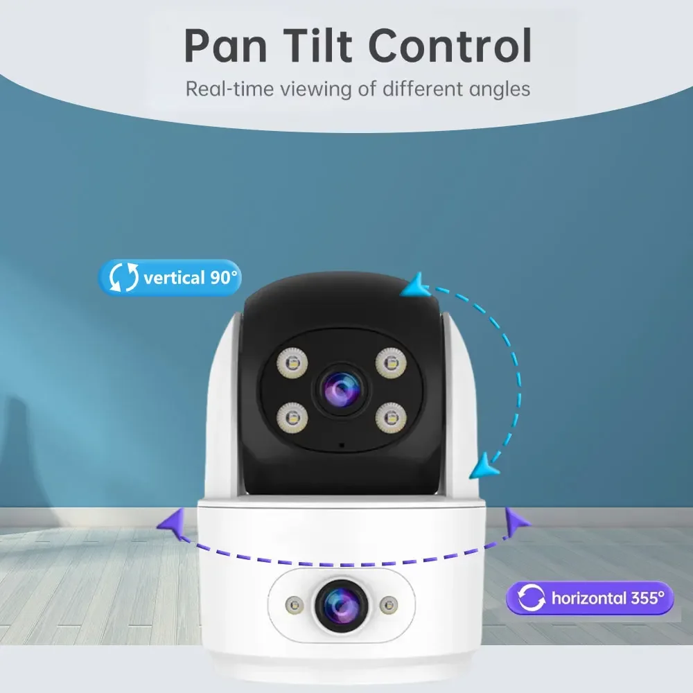 Câmera de Segurança Doméstica Inteligente Sem Fio, Monitor de Bebê, Auto Rastreamento, Visão Noturna Colorida, Chamadas de Vídeo 2 Vias, PTZ, IP, HD, WiFi, 4MP, 8MP