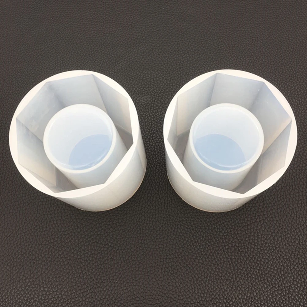 

Creative Diy Crystal Epoxy Silicone Pen Container Large Octagonal White Durable Desktop Organizer Jewelry Brush Holder