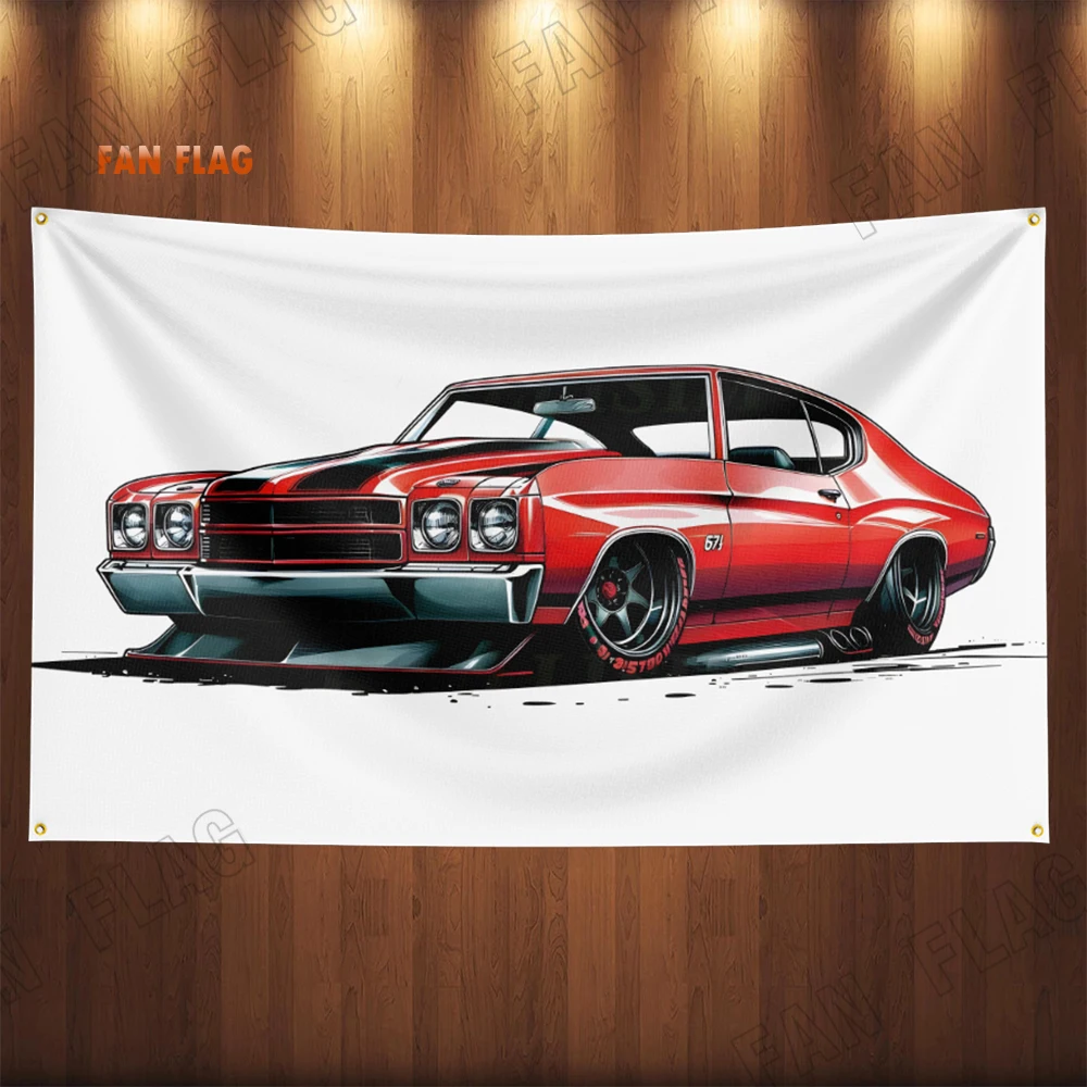 90x150cm Vintage American Muscle Cars Flag Polyester Digital Printing Retro Car Banner For Decor