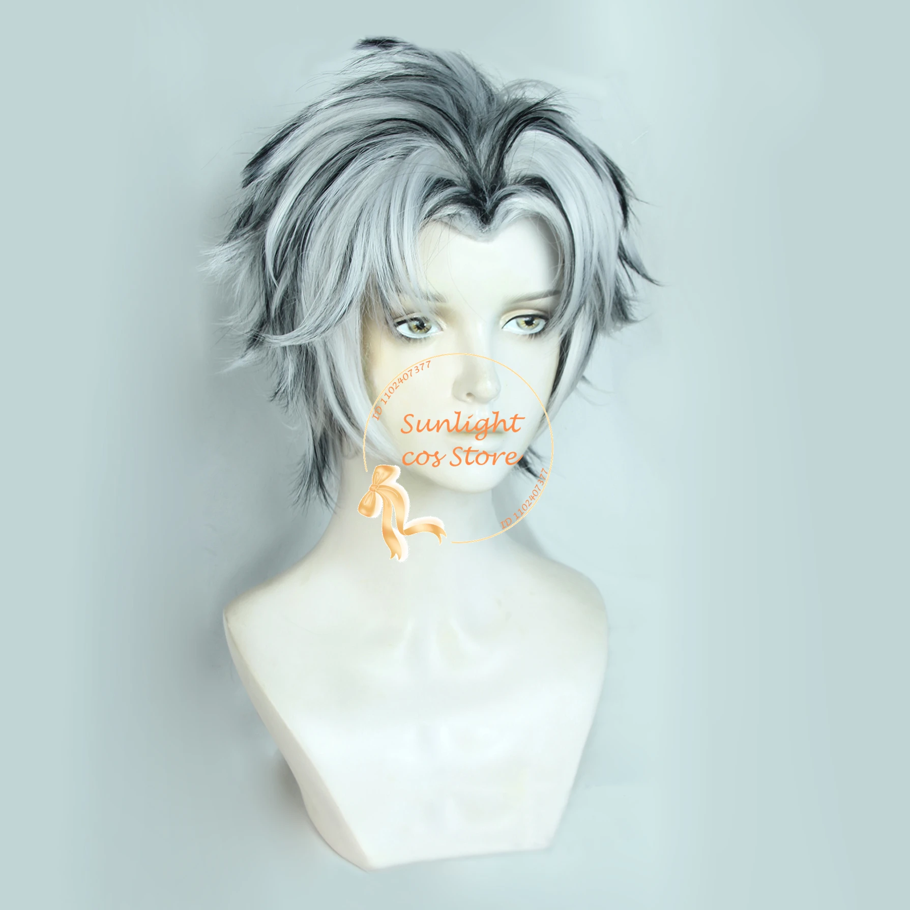 Anime Kotaro Bokuto Cosplay Wig Slive Grey Black Mixed Short Wigs Heat Resistant Synthetic Hair Halloween Wig + Wig Cap