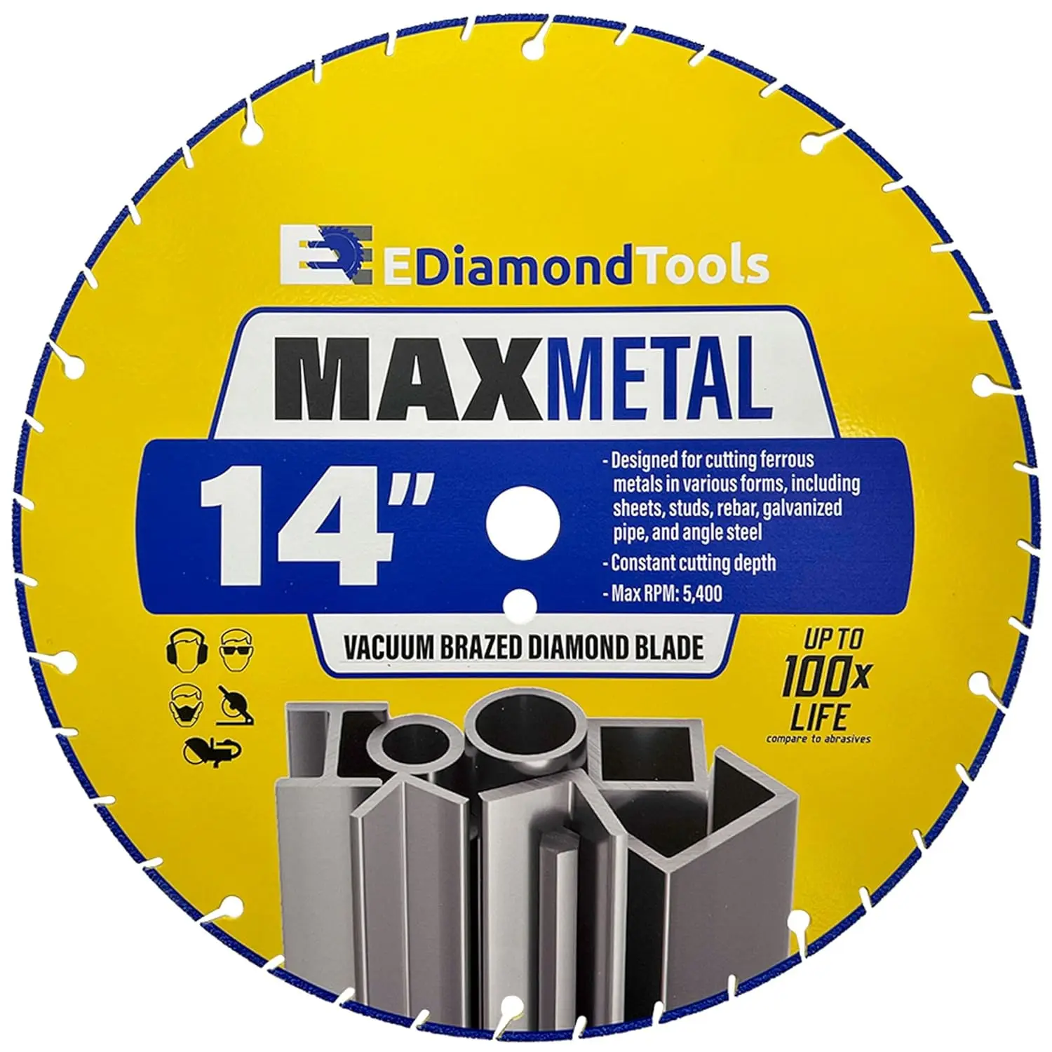 

14" Diamond Cut Off Wheel for Handheld Saws, Metal Cutting Blade for Rebar, Steel, Iron, Copper, 1" Arbor