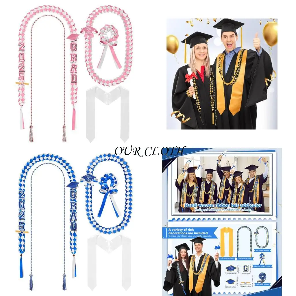Graduation Leis Braided Necklace Graduation Sash 2025 for High School College Y1AC