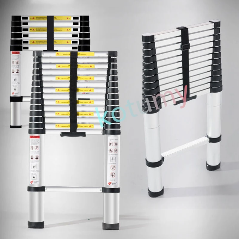 2.3M 2.7M Telescopic Folding Ladder Telescoping Collapsible Ladder Thickened Steel Ladders Engineering Outdoor Folding Ladder