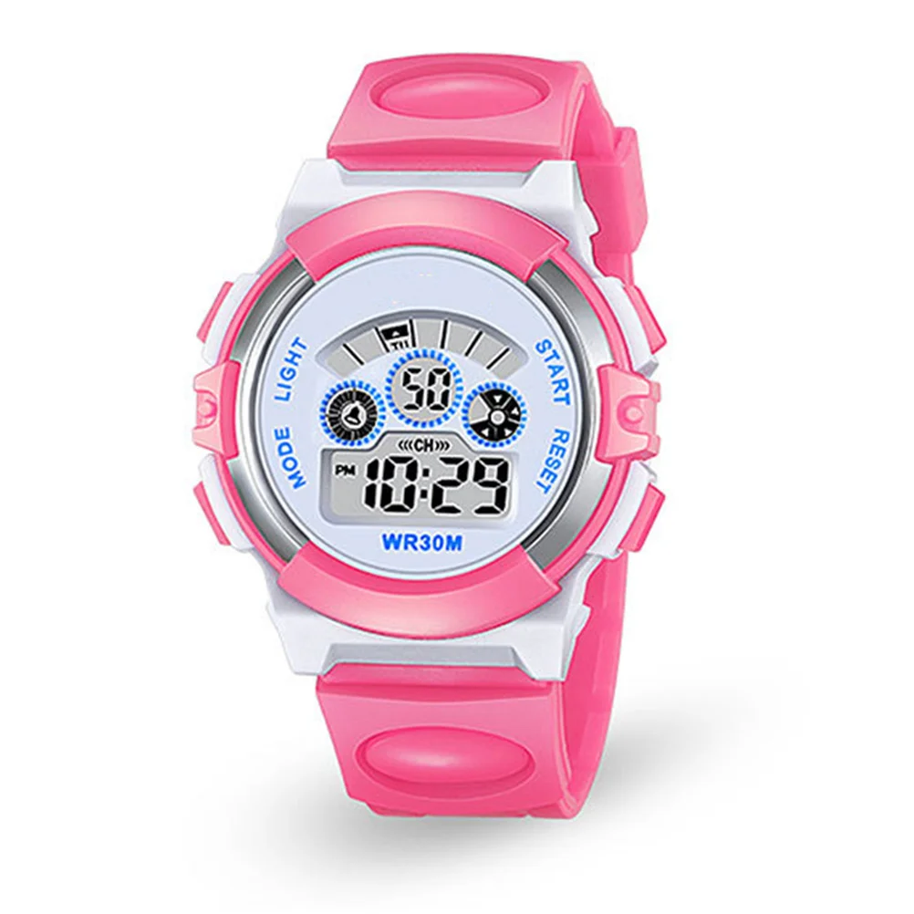 Kids Watch Waterproof Luminous Digital Time Clock For Children Round Display Adjustable 30M Waterproof Cartoon