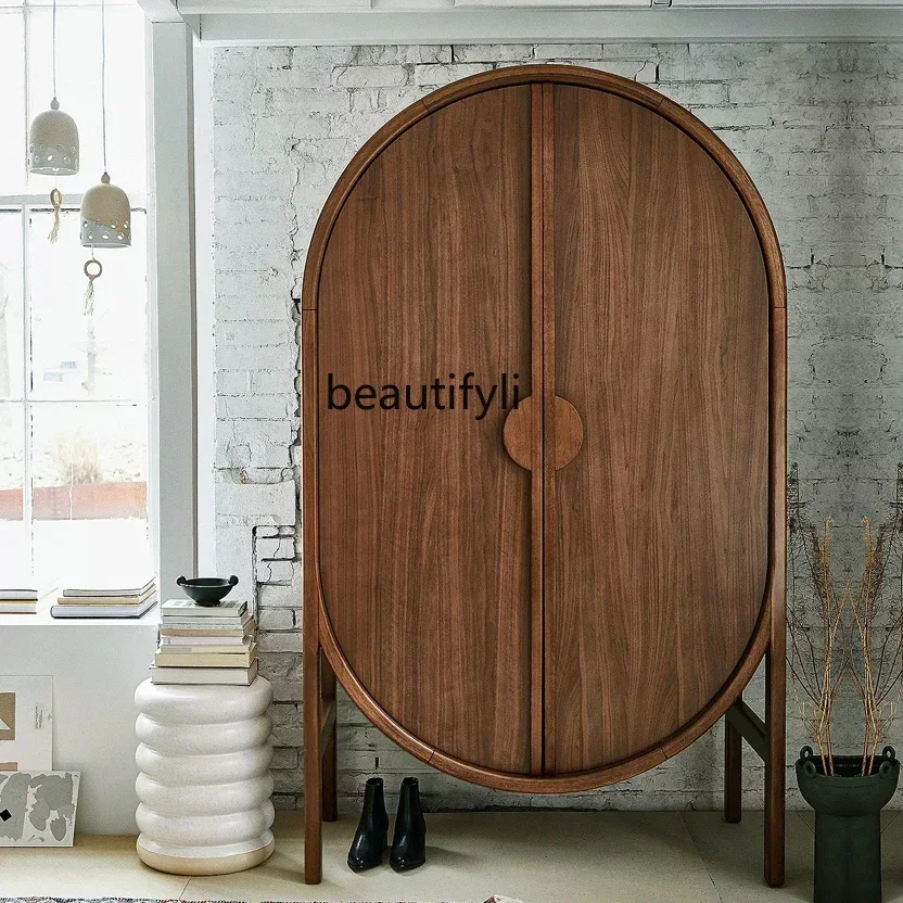 

ss1001 Цвет ореха из массива дерева в скандинавском стиле, креативный арочный шкаф для хранения, современный простой высокий шкаф