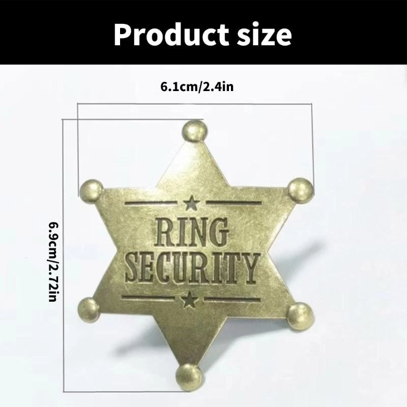 R1WE Hexagonal Star Badge Rings Security Badge Rings Wedding Breastpin Bearer Badge Gift for Boys