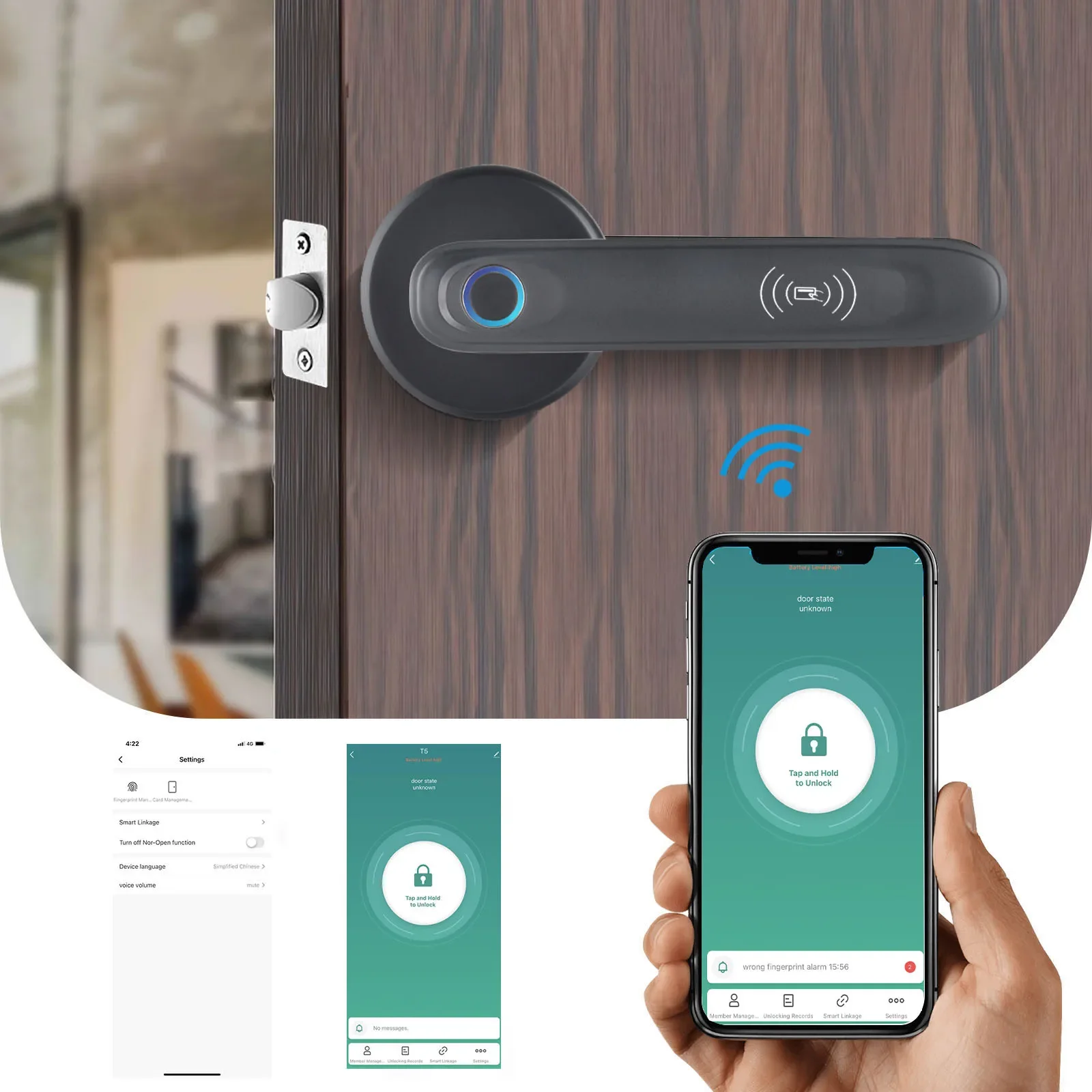 Keyless Tuya Blue tooth Biometric Fingerprint Electronic Smart finger print rfid key Card app digital intelligent Door Lock