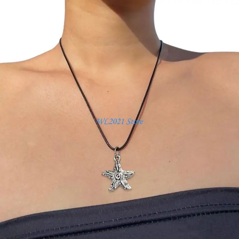 

G5GC Pendant Necklace Metal Alloy Star Pendant Clavicle Chain Choker Jewelry