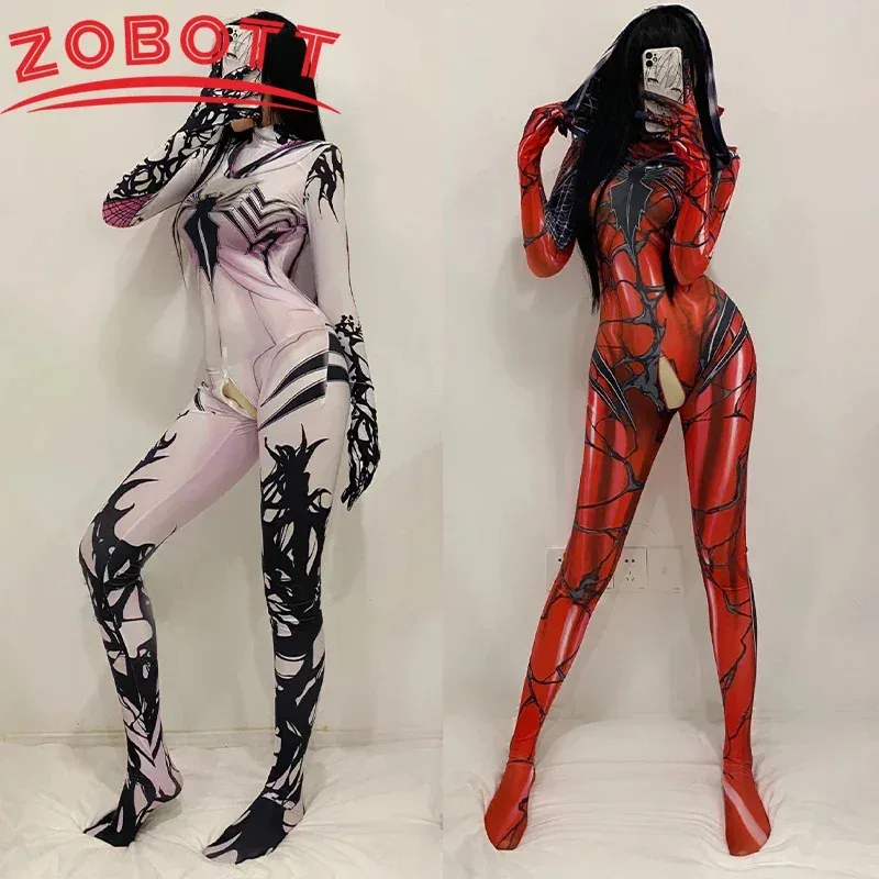 

Sexy 2024 Costume Venom Gwen Stacy Man Cosplay Costume Zentai Bodysuit Jumpsuit Halloween Costume for Women Girl