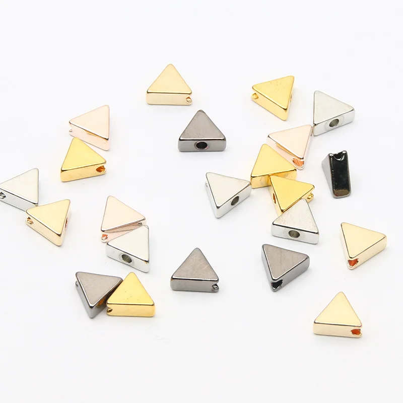 Gold Color/Silver Color Plated Metal Triangle Beads With Hole Copper Spacer Beads for Jewelry Making DIY Bracelet Accessories