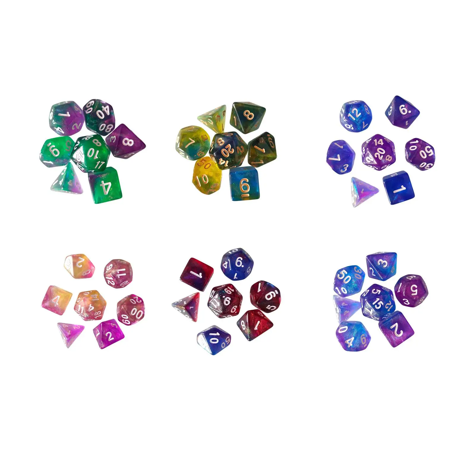 

7x Multi Sided Dices Playing Dices Party Favors D4-d20 Game Dices Acrylic Dices for Bar Table Game Board Game