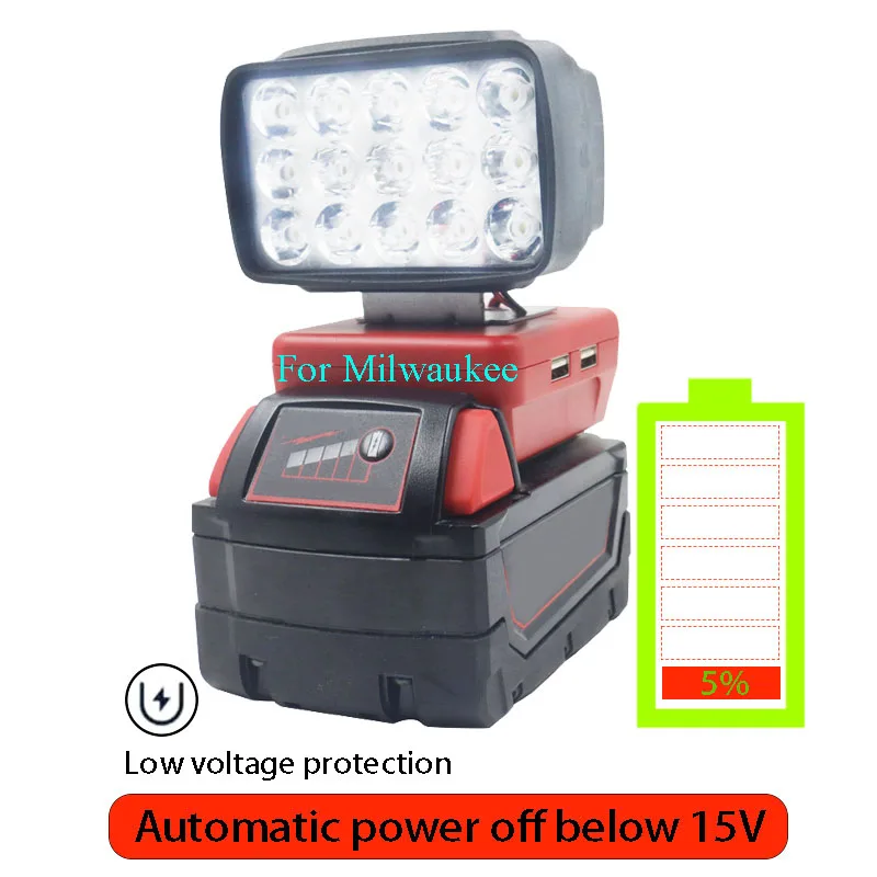 15W 3200LM Car LED Work Light Torch Camping Lamp For Makita For DeWalt For Bosch For Milwauke BoDa Li-ion Battery USB Power Bank