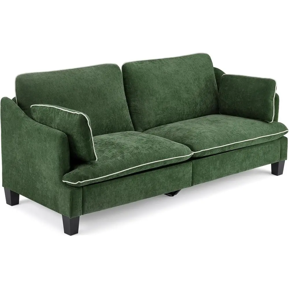 

Трехместный диван с глубоким сиденьем, обитый тканью, с декоративными подушками и декоративными подушечками, из льняной вельветовой ткани, для гостиной, спальни и т.д.