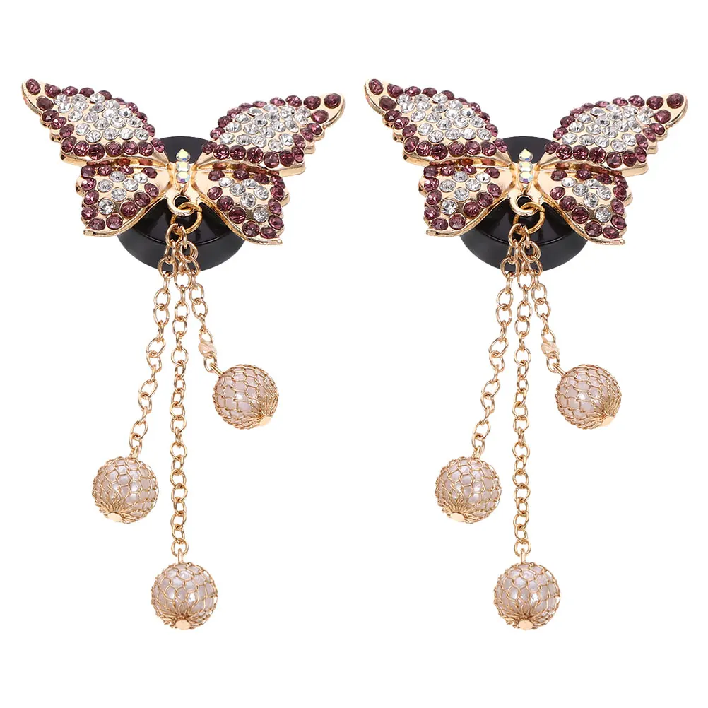 

2pcs Car Air Freshener Vent Clips Sparkling Butterfly Scent Diffuser For Women Rhinestone Auto Interior Decoration Fragrance