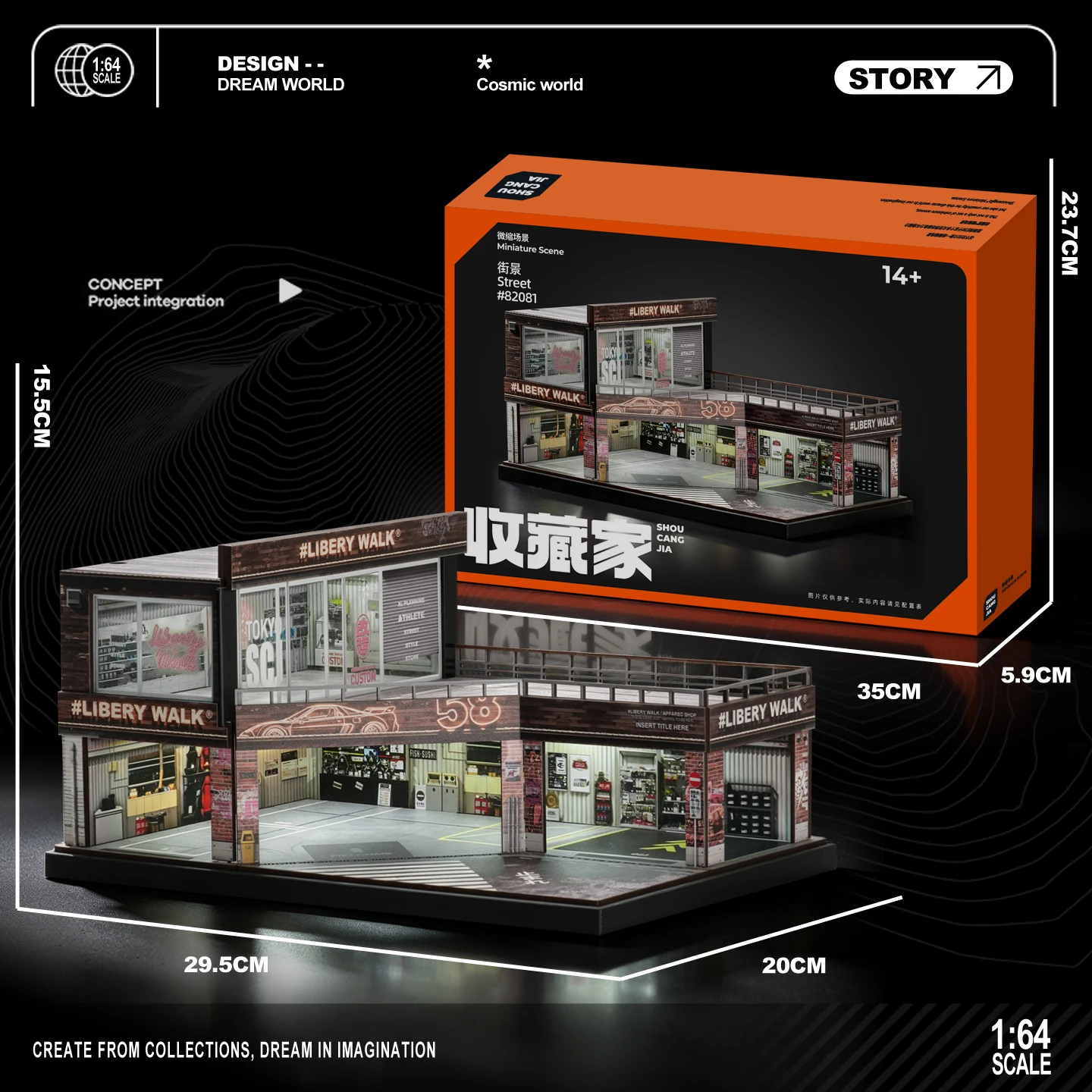 Collector 1:64 LBWK Modification Shop Miniature Car Model Storage and Display Scene Suitable for Car Collection