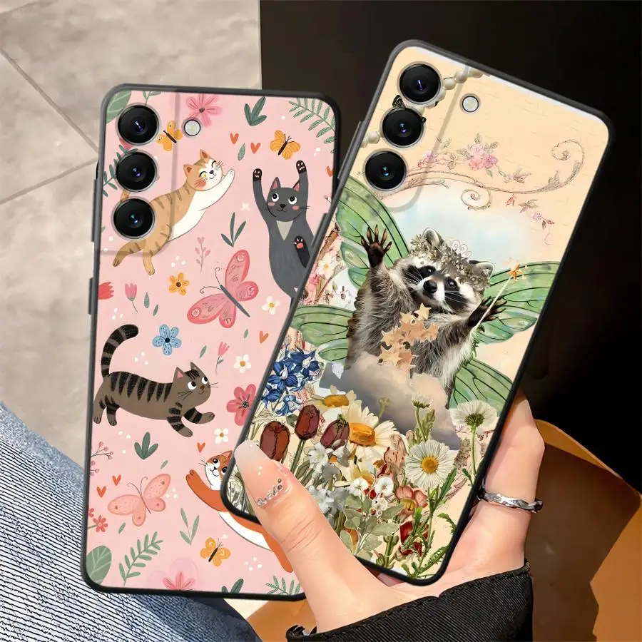 Cartoon Cat Raccoon Phone Cover Case for Samsung Galaxy A57 A73 A51 A05 A55 A52 A36 A37 A15 A25 A16 A53 A17 A06 A23 A12 A41 A13