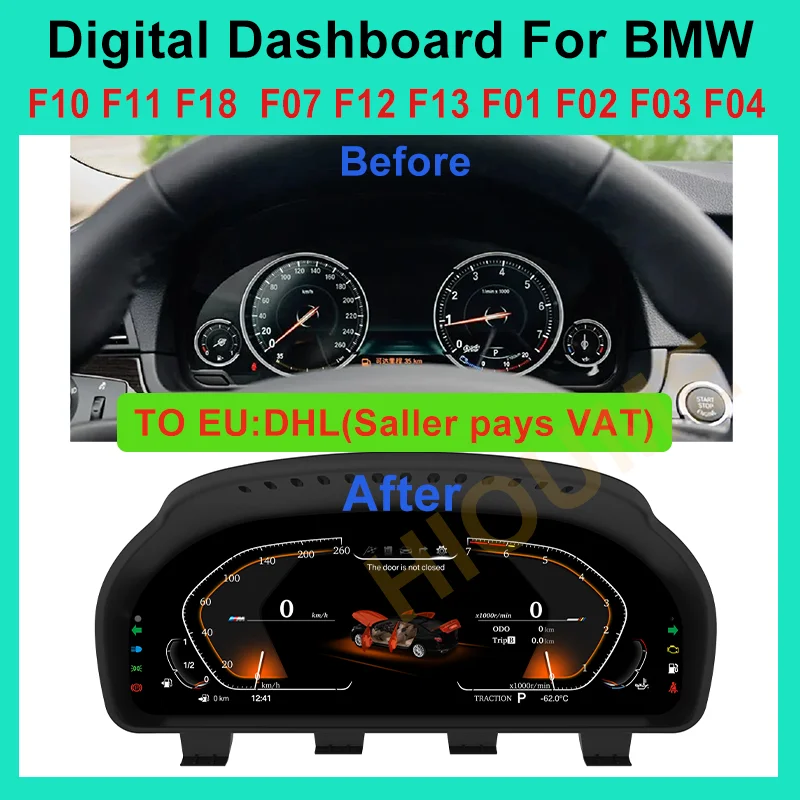 

12.5" Car Digital Cluster Instrument For BMW 5 Series F10 F11 F12 F18 F07 F13 F01 F02 F03 F04 LCD Speedmeters Dashboard