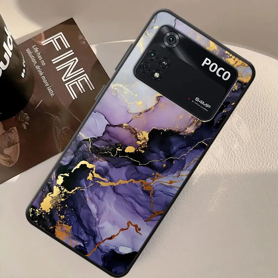 حافظة لهاتف Xiaomi Poco M5 C50 C71 C61 F3 C75 F1 X3 X4 X5 X7 Pro M3 M4 M7 Pro C40 غطاء هاتف ناعم أسود رخامي جميل