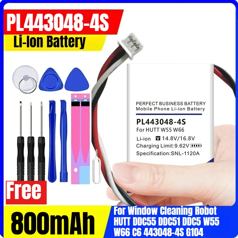 

PL443048-4S 14.8V 800mAh Li-Ion Battery for Window Cleaning Robot HUTT DDC55 DDC51 DDC5 W55 W66 C6 443048-4S G104