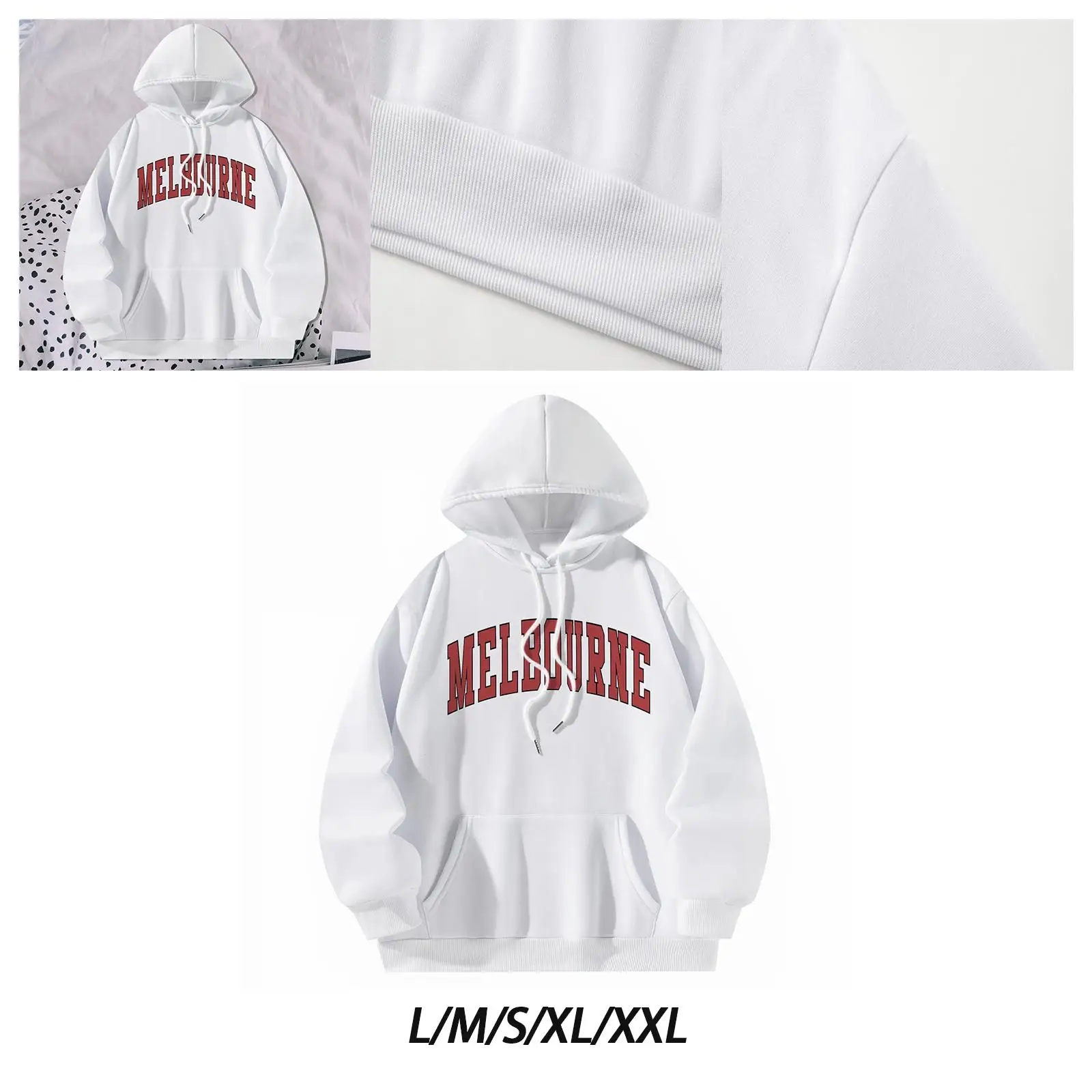 

Womens Pullover Hoodie Streetwear Stylish Casual Comfortable Tops Drawstring Hooded Sweatshirt for Travel Walking Street White