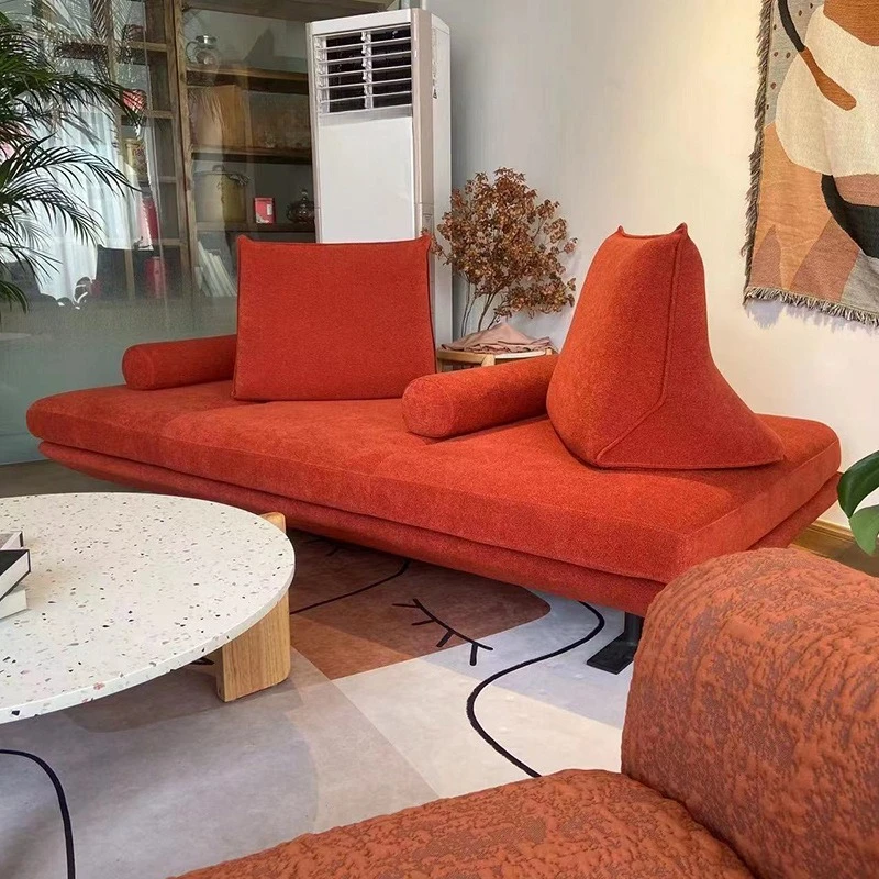Straight fabric sofa without backrest, bedroom without armrests, living room sofa