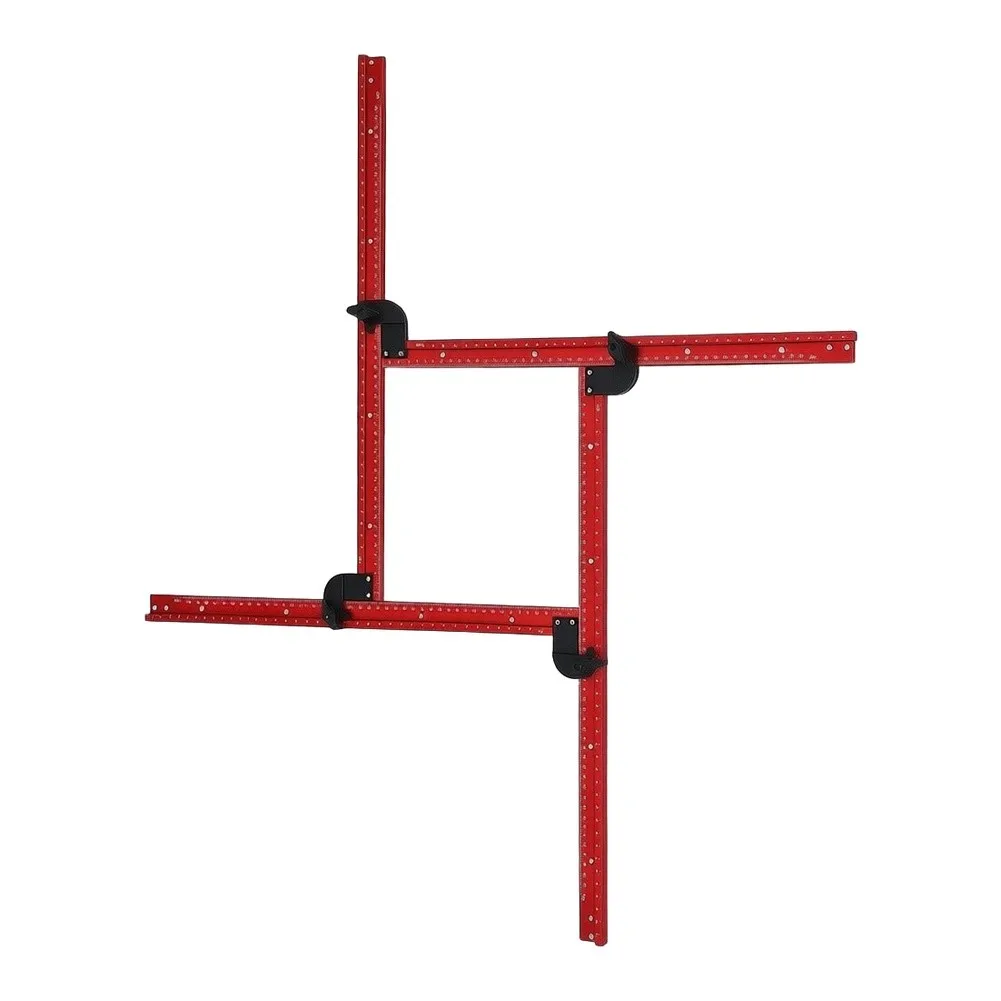 Red Aluminum Router Template Guide For Square And Rectangle Cuts 4 To 23.6 Inches Adjustable Framing Jig For Wood Milling Tasks