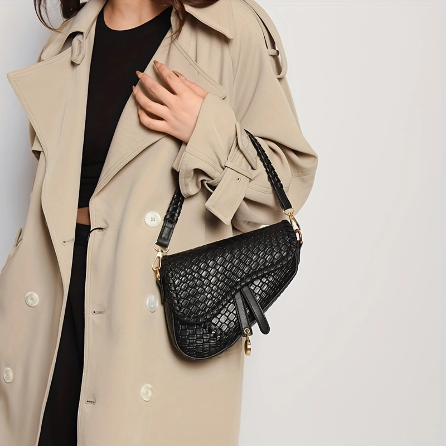 Vintage Women's Bohemian Crocodile Pattern Small Bag, PU Leather, Lightweight Shoulder Crossbody