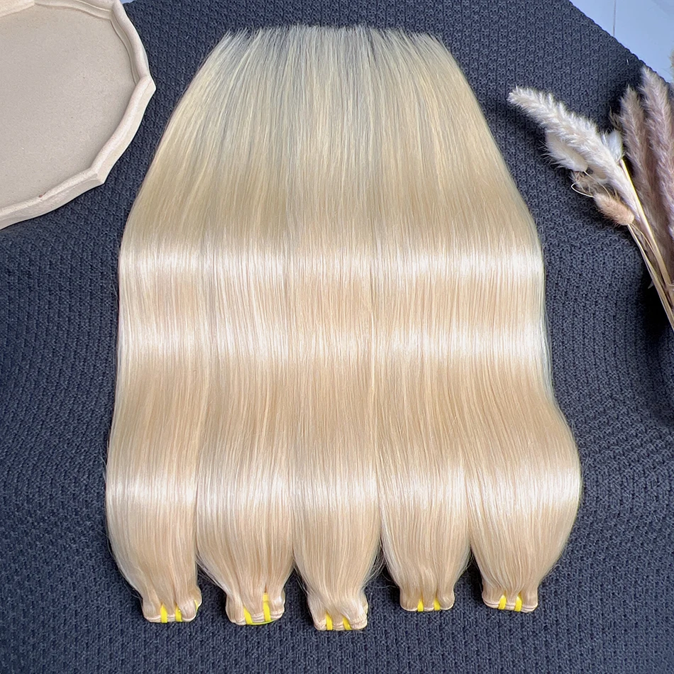 # 613 Colore Biondo Fasci di capelli umani al 100% Dritto Doppia trama Vietnamita Estensioni di tessitura dei capelli vergini grezzi Bundle Deal In vendita