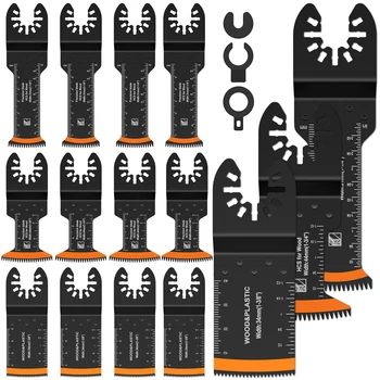 Lame de Scie Oscillante Polyvalente à Dents de Précision Japonaise Extra-Longue, Bord Incurvé, Bi-Métal, Multi-outil, 15 Pièces