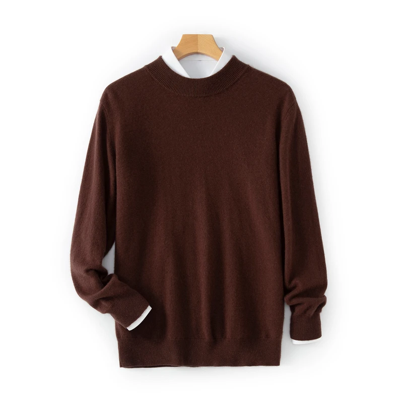 

Сплошной цвет, средний толстый 100% кашемировый свитер, мужской свитер с воротником до половины, осень-зима, теплый пуловер, универсальная базовая рубашка