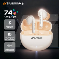 Sansui W59 AI Translator Earphones ANC Bluetooth 6.0 TWS Wireless Ear buds -35dB Active Noise Cancelling Bluetooth Headphone