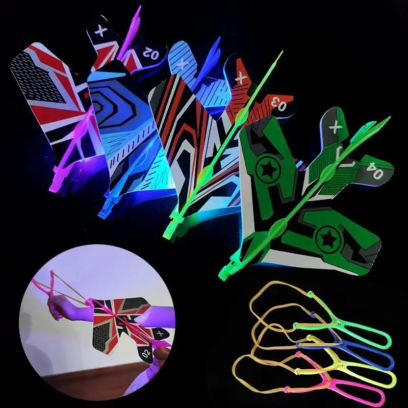 1Pc LED Flash Catapult Aircraft Luminous Toys Outdoor Flying Planes Model Quickly Fast Catapult Children Kid Novelty Funny Gift