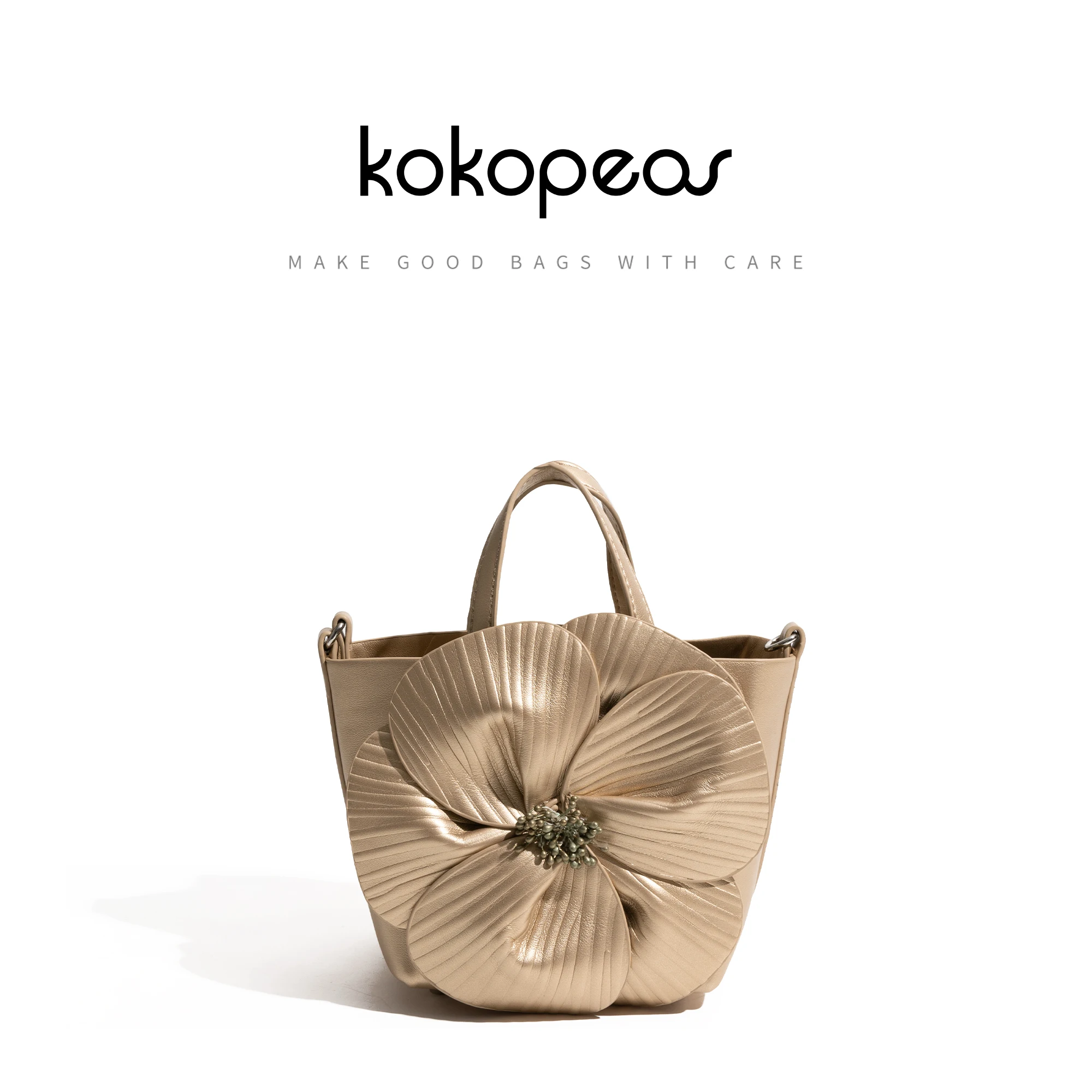 KOKOPEAS French Petal Handbag PU Leather Large Flowers Luxury Design Fashion Crossbody Bag For Lady Elegant Shoulder Phone Purse