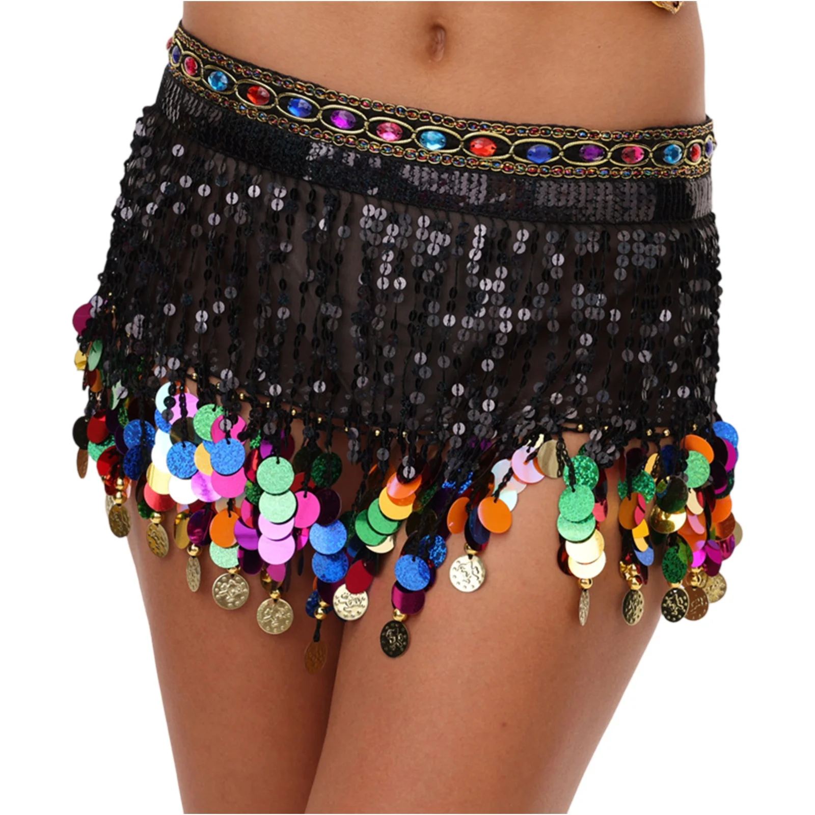 Mode dames danse du ventre hanche écharpe femmes taille chaîne hanche écharpe gland en mousseline de soie Performance Costume taille écharpe robe