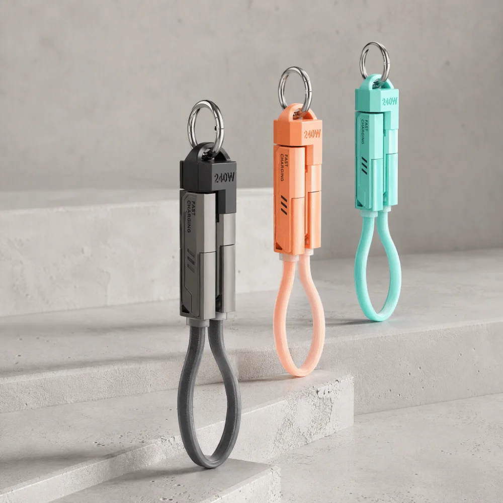 4-in-1 240W Schlüsselanhänger mit Tragbarem Kabel PD Schnellladekabel Typ C Schnellladekabel Tragbares Schnellladekabel für Reisen – Detail 4