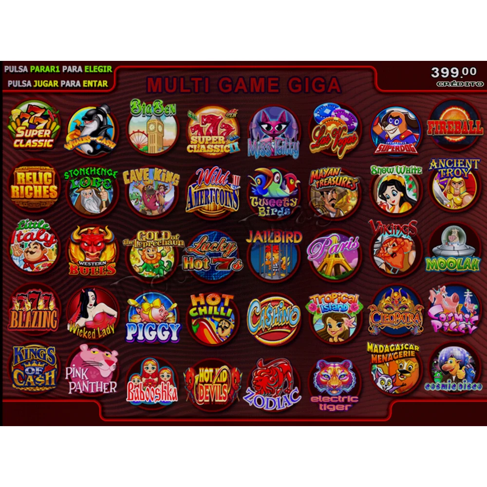GIGA 40 or 50 in 1 Mutil Gameboard For Slot Game Machine Game Motherboard Support Dual Screen