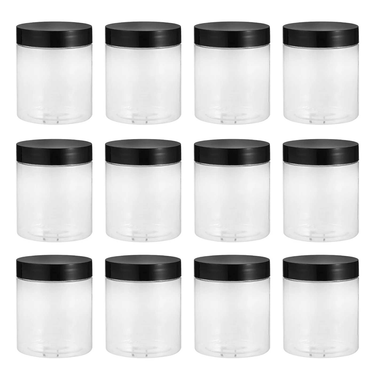

12 Pcs Plastic Storage Jars Safe Food Containers Sealed Canisters Transparent Kitchen Home PET Bottle