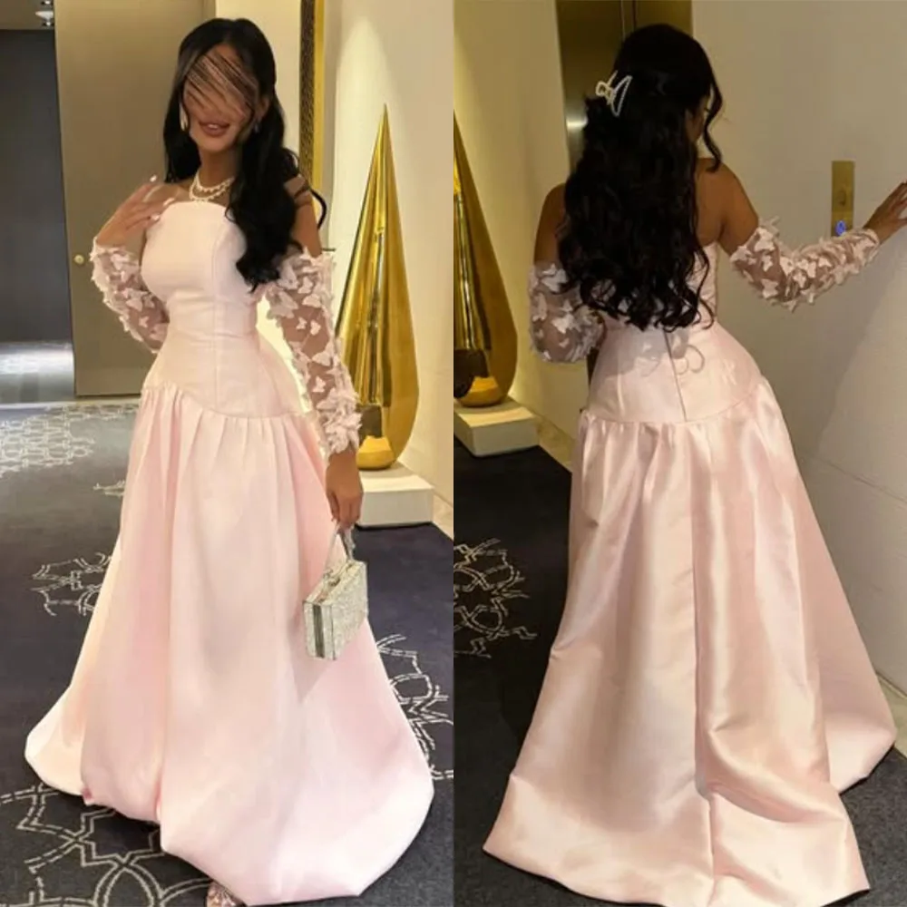 

High Quality Customized Strapless Floor Length Backless Appliques A-line Vestidos De Fiesta Para Bodas Robe Pour Mariage Invité