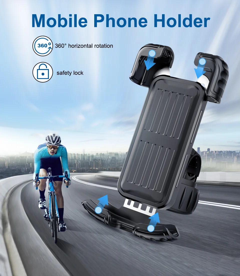 Gadpow Aluminum Alloy Mobile Phone Holder Mountain Bike Bracket  Motorcycle Handlebar Clip Stand Navigation Phone Holder