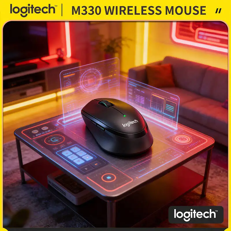 

Беспроводная эргономичная бесшумная мышь Logitech M330 2.4G с наноприемником, радиусом действия 10 м, 18-месячным сроком службы батареи для ПК, Mac, офиса